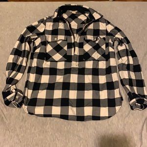 JCREW XS Flannel Pullover Quarterzip